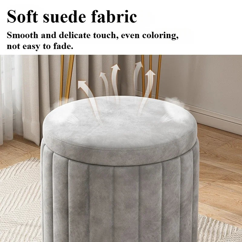 Round Storage Ottoman Stool