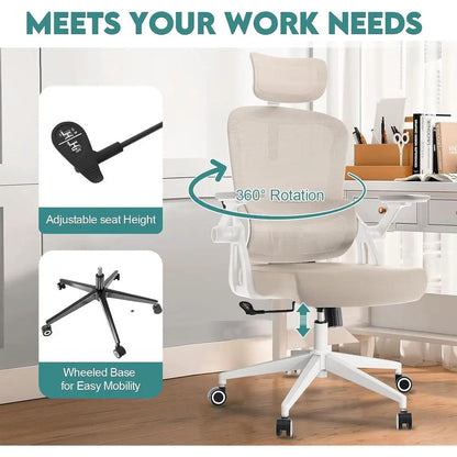 Mesh Office Chair with Flip-Up Arms