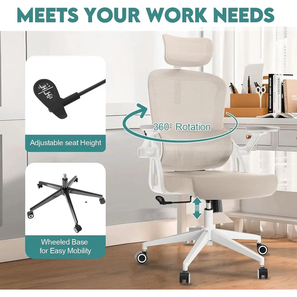 Mesh Office Chair with Flip-Up Arms