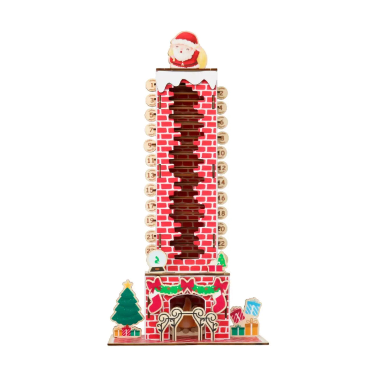 Wooden Fireplace Advent Calendar | Santa Tabletop Christmas Countdown