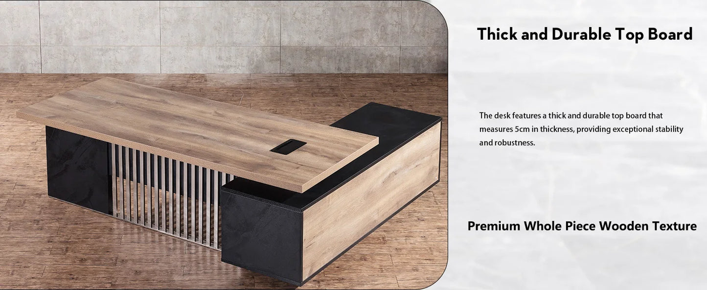 The Sovereign Grand Executive Office Desk with Integrated Storage Cabinet