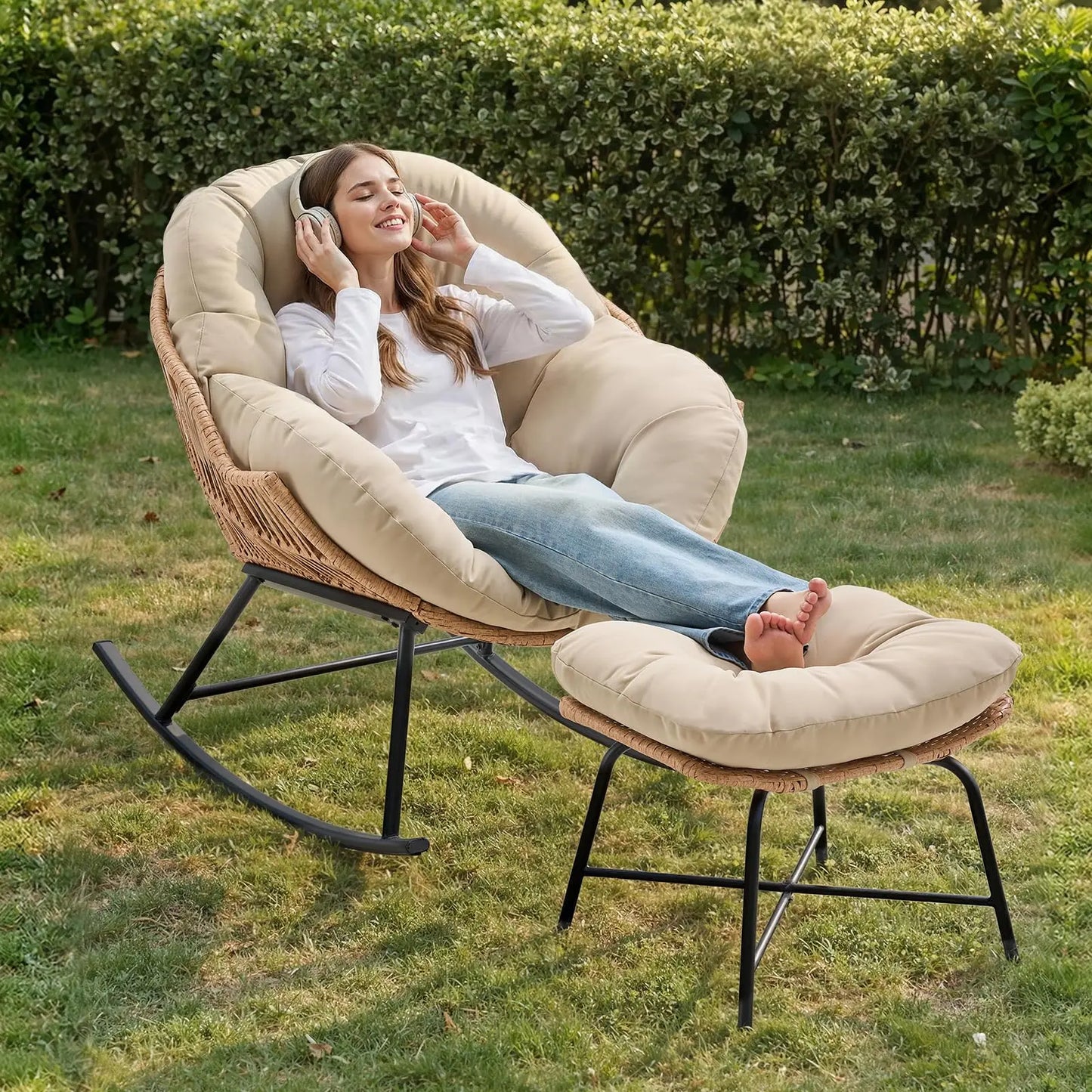 Meridian Rattan Papasan Rocker