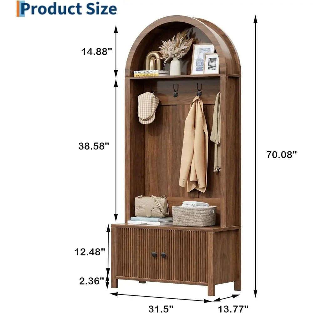 4-in-1 Walnut Hall Tree