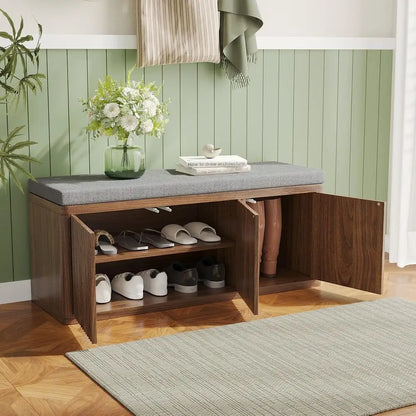 Walnut Shoe Storage Bench