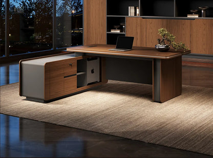 Designer Italian Solid Wood Executive L-Shaped Desk