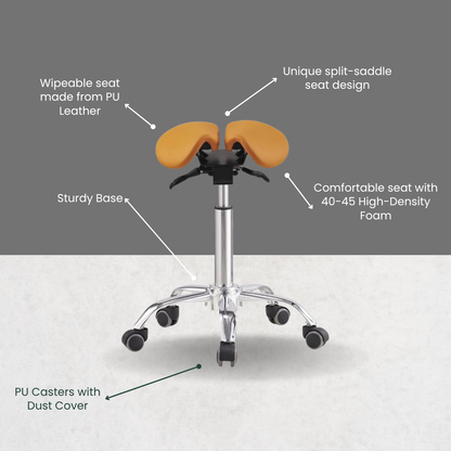 HeavyDuty Split Seat Saddle Stool - 500lbs