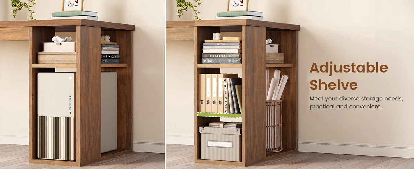 Farmhouse L-Shaped Desk with File Drawer & Built-In Charging Station