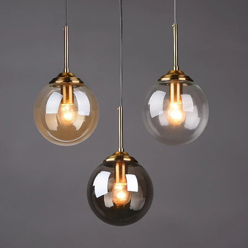Amber, Clear & Smoke Grey Glass Pendant Light