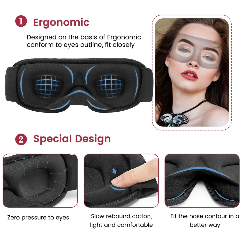 3D Sleep Mask - Total Blackout, No Pressure