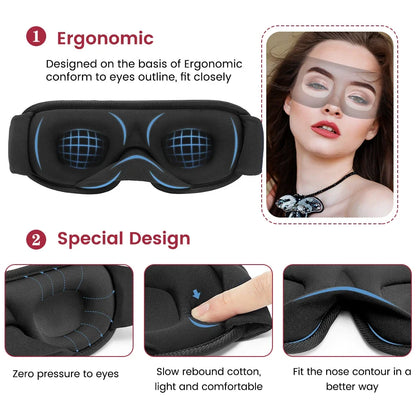 3D Sleep Mask - Total Blackout, No Pressure