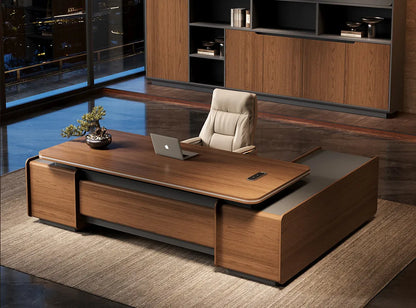 Designer Italian Solid Wood Executive L-Shaped Desk
