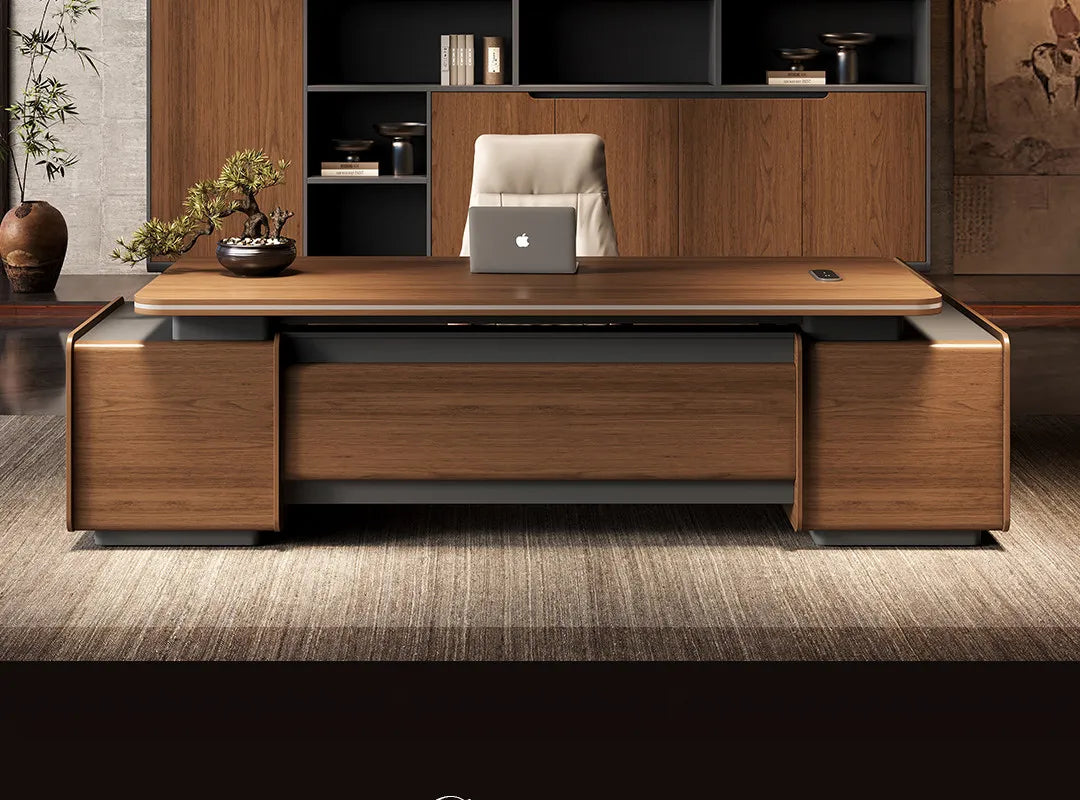 Designer Italian Solid Wood Executive L-Shaped Desk