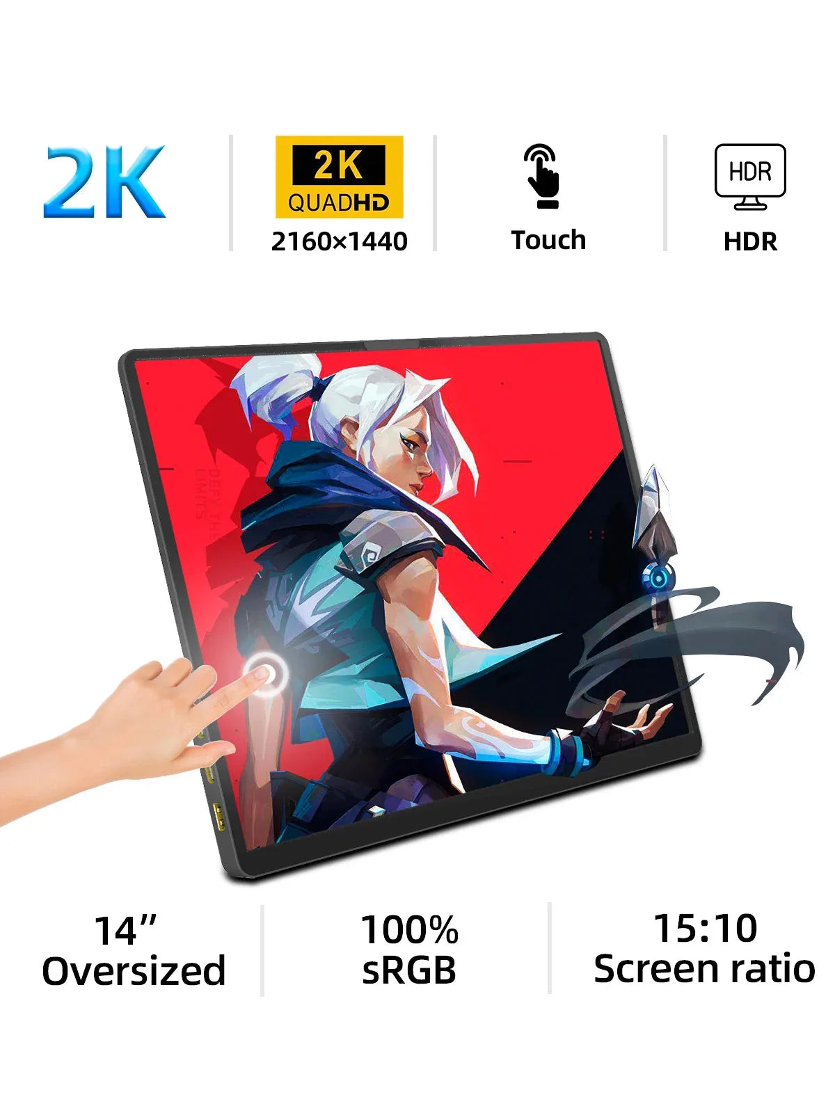 14-Inch 2K Touch Portable Monitor with HDR