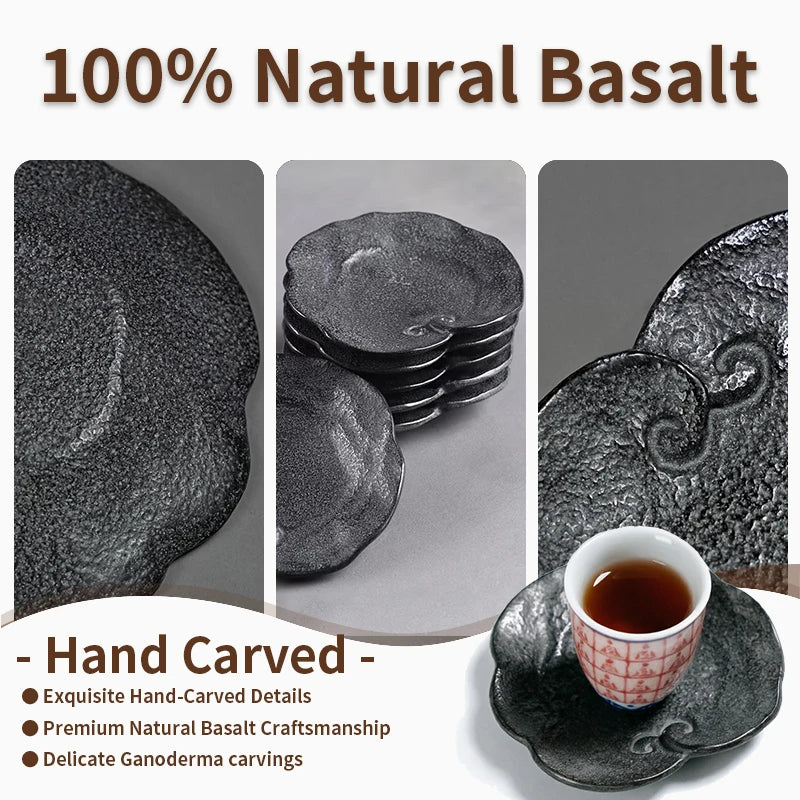 Hand-Carved Basalt Coaster
