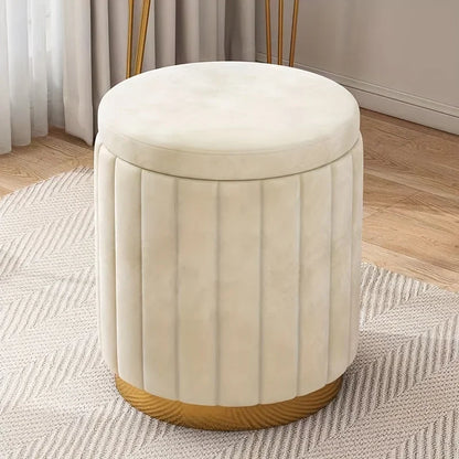 Round Storage Ottoman Stool
