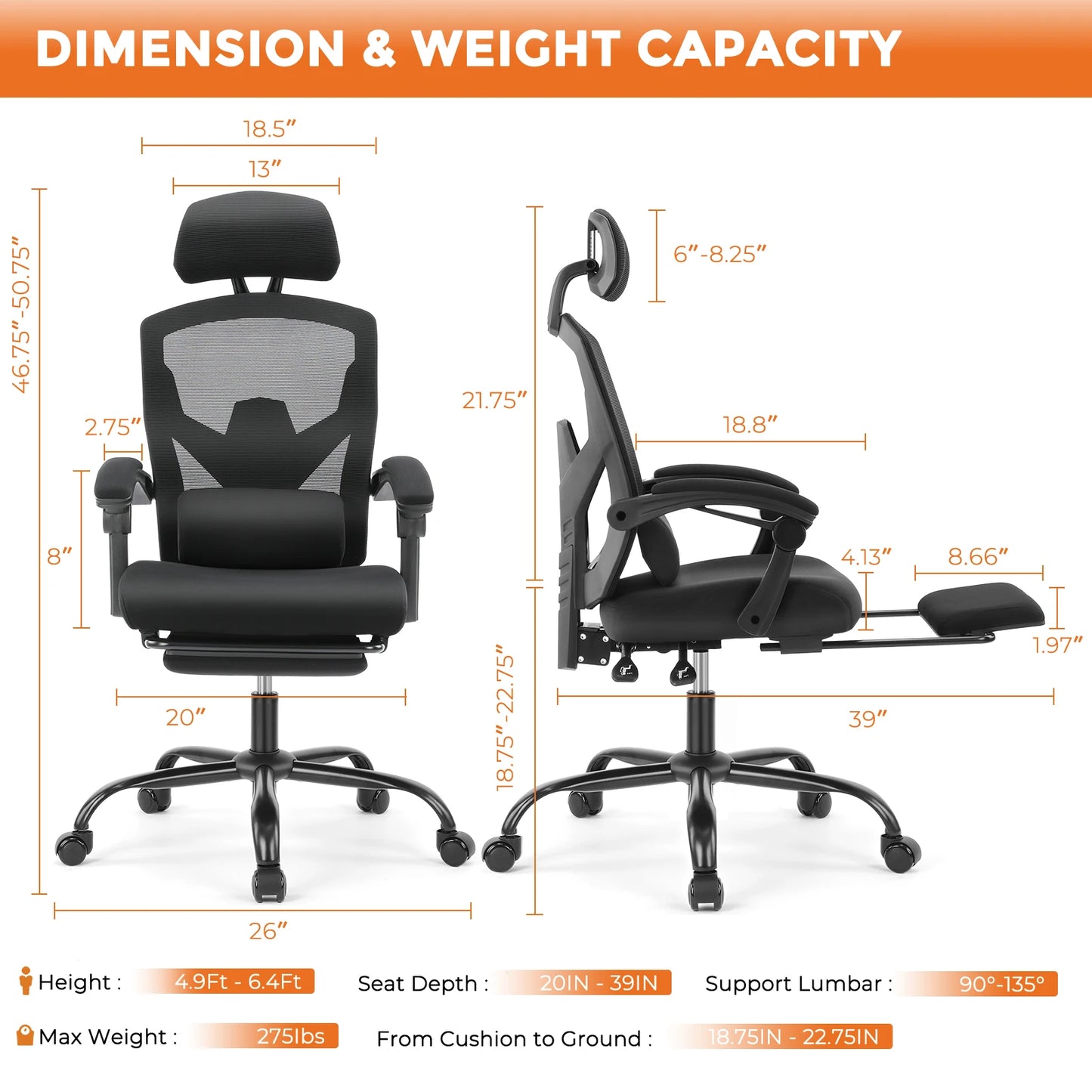 Tall Reclining Ergonomic Office Chair