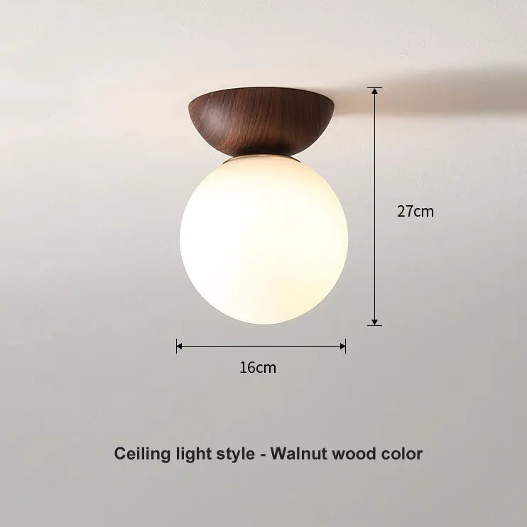Nordic Wood-Finish Globe Pendant Light