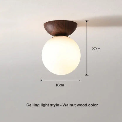 Nordic Wood-Finish Globe Pendant Light