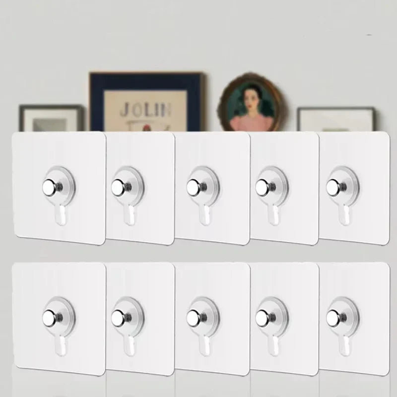 Adhesive Wall Hooks 10-Pack, No-Drill Waterproof
