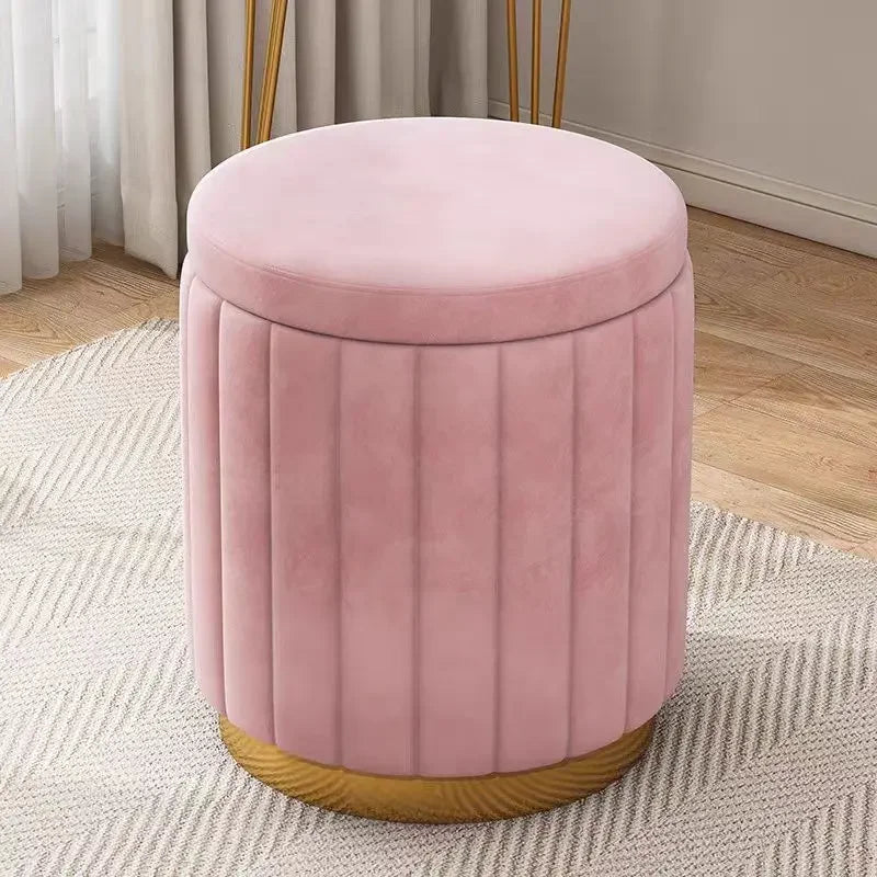 Round Storage Ottoman Stool