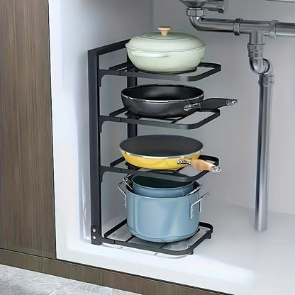 Adjustable Multi-Layer Steel Pot Rack