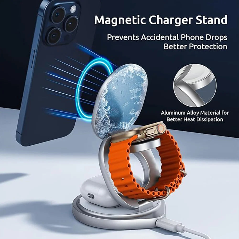 3-in-1 Rotating Magnetic Charger Stand