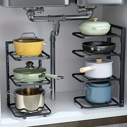 Adjustable Multi-Layer Steel Pot Rack