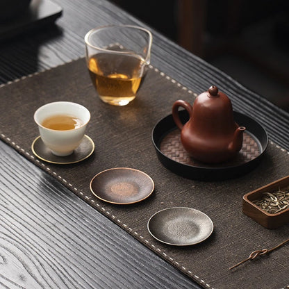 Antique Alloy Teacup Coaster Set