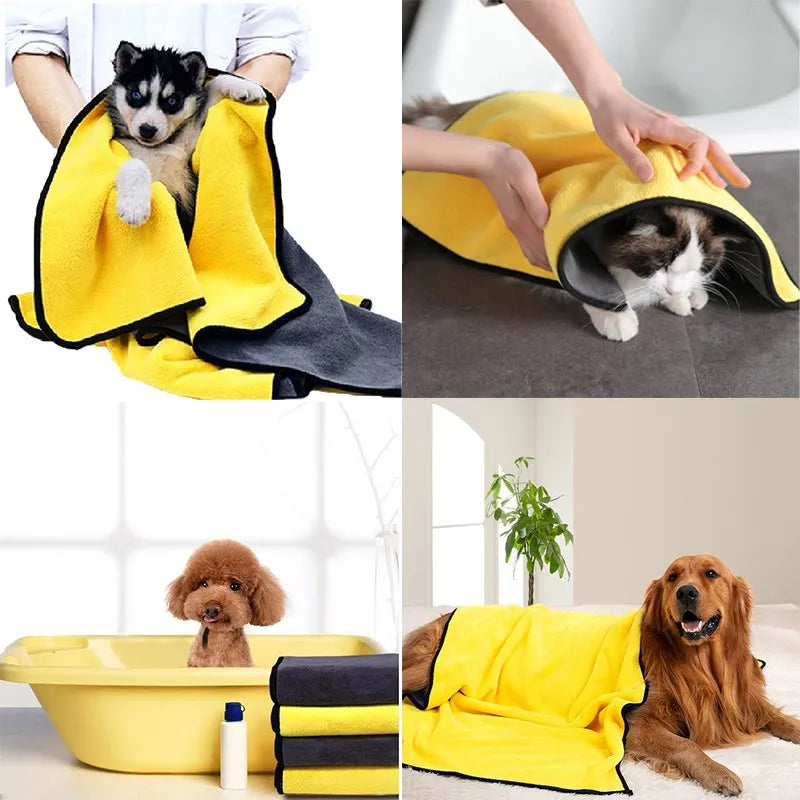 Quick-Dry Absorbent Pet Towels for Dogs & Cats