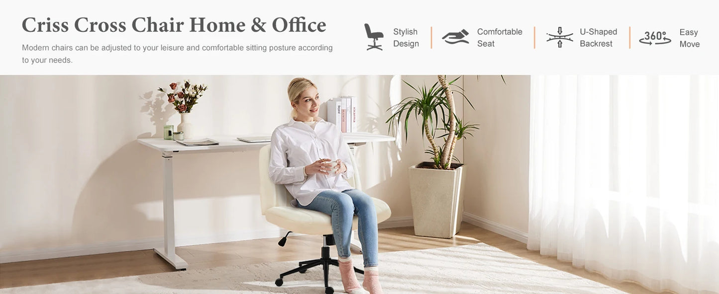 Wide Armless Cross-Legged Office Chair