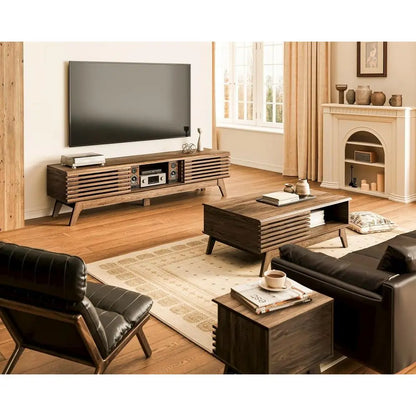 Walnut Sliding-Door Entertainment Center
