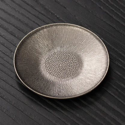 Antique Alloy Teacup Coaster Set