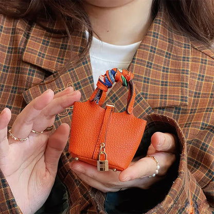 Basket Bag Charm Keychain Accessory