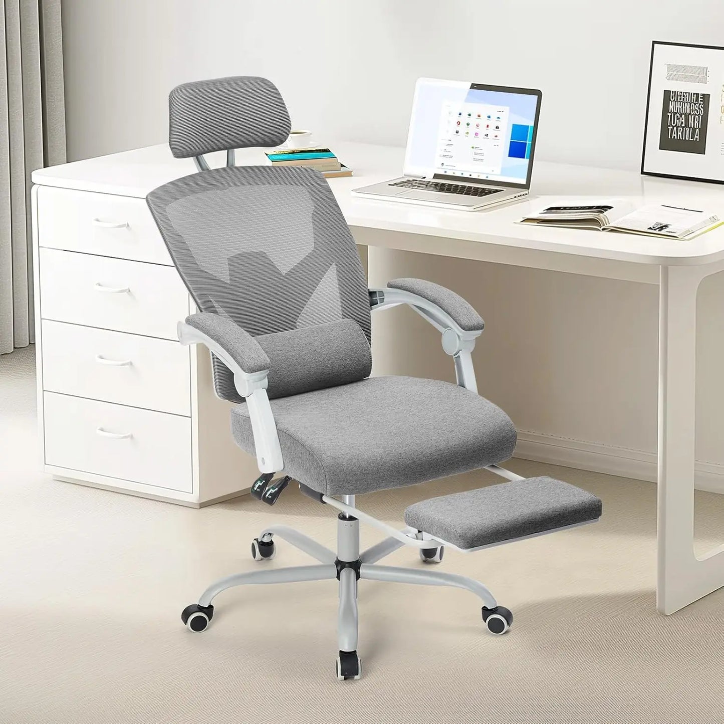 Light Grey Footrest Office Chair