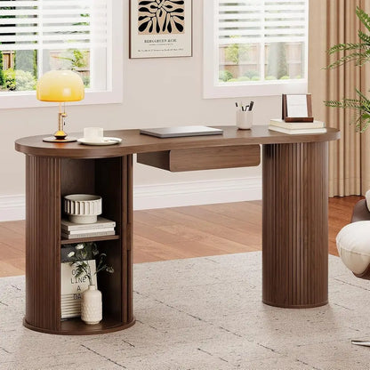 Curved Walnut Office Desk