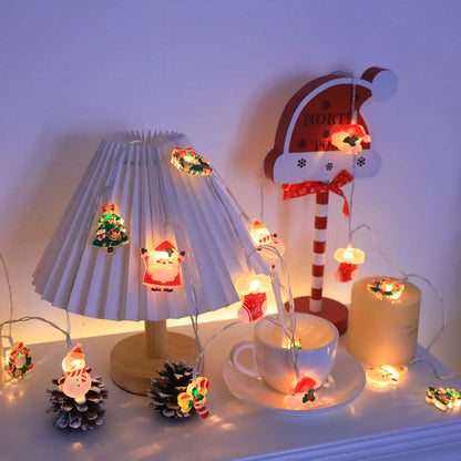 Santa & Snowman LED String Lights | Battery Christmas Garland
