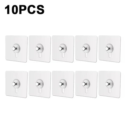 Adhesive Wall Hooks 10-Pack, No-Drill Waterproof