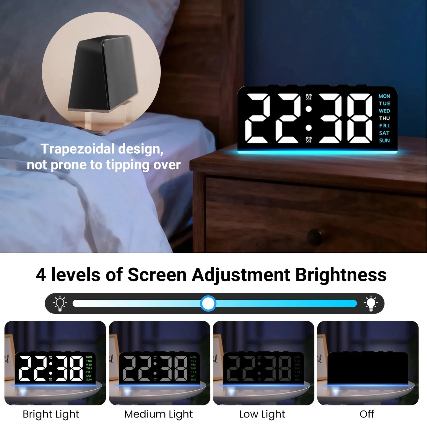 Mini Alarm Clock with Night Light