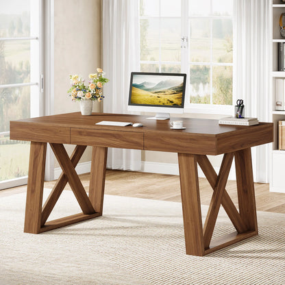 Mid-Century Walnut Farmhouse Desk