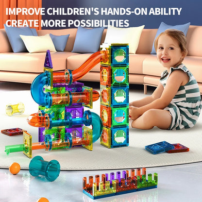 Clear Magnetic Tiles - STEM Marble Run Blocks