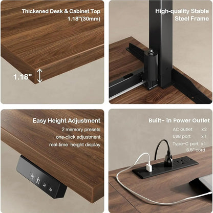 Premium L-Shaped Electric Standing Desk with Integrated Storage & Power Hub