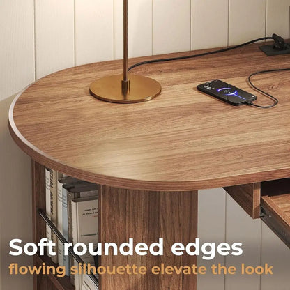 Walnut L-Shaped Desk with Keyboard Tray