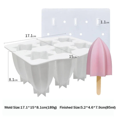 6-Cavity Silicone Popsicle Molds & Sticks