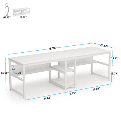 Two-Person Desk with Bookshelf