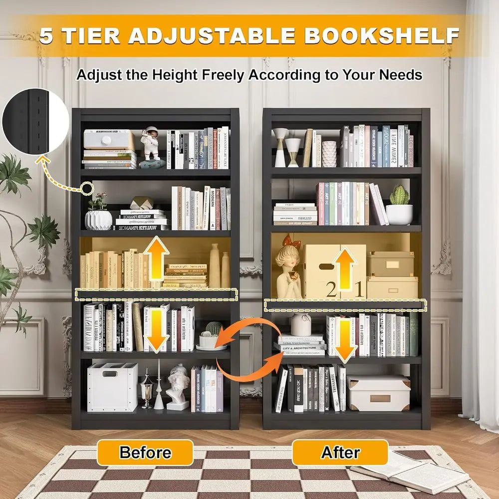 Steelhaven 5-Tier Adjustable Metal Bookcase
