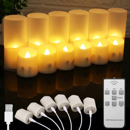 Rechargeable LED Candle Timer Set (6-Pack)