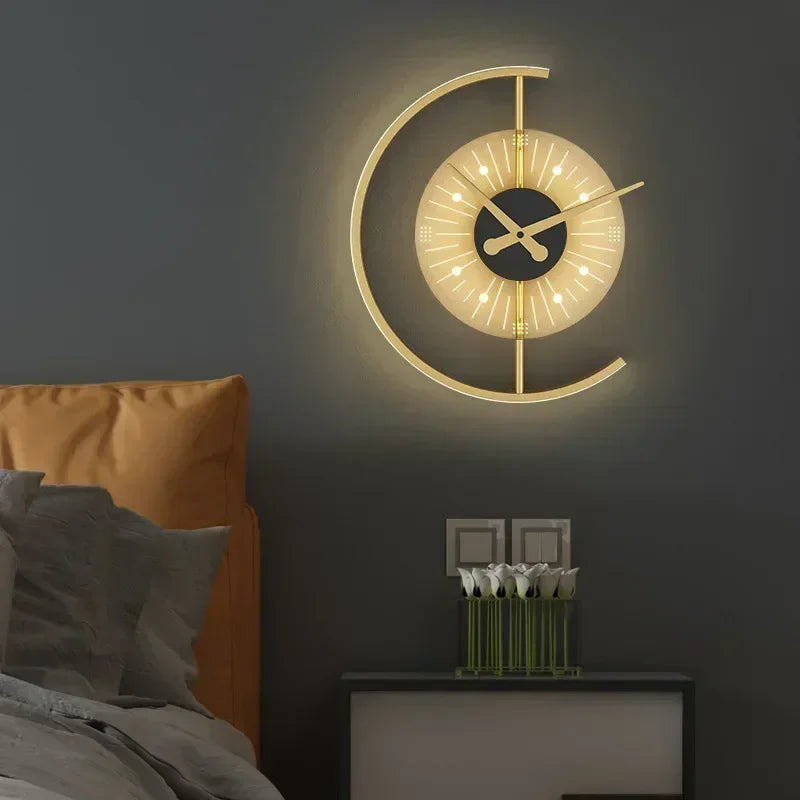Lunaris Gold LED Wall Clock & Lamp
