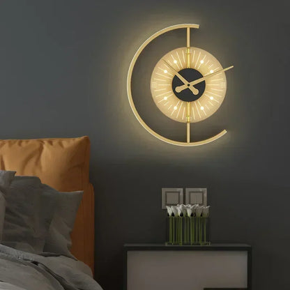 Lunaris Gold LED Wall Clock & Lamp
