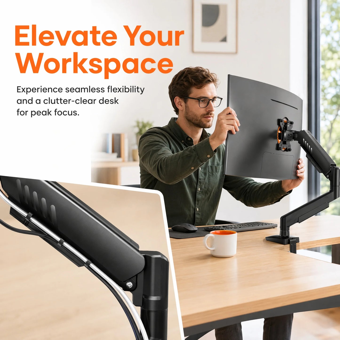 Kyspho Tool-Free Monitor Arm