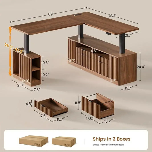 Winslet Fluted L-Shaped Desk